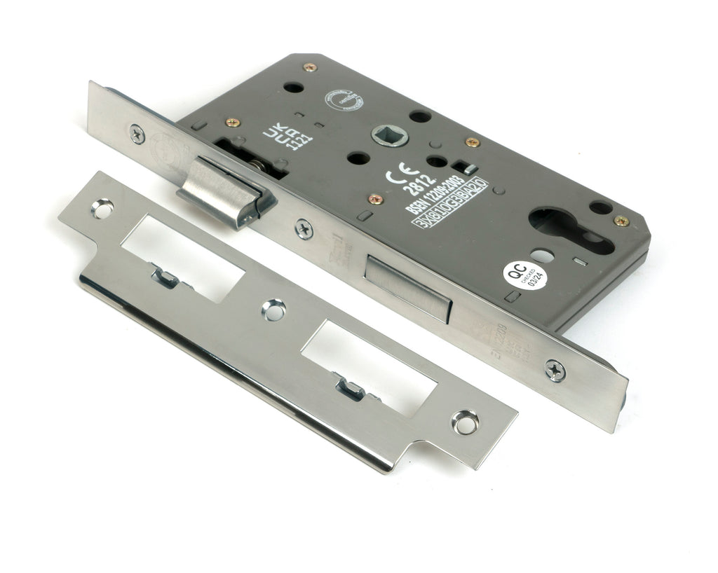 From The Anvil's Polished Stainless Steel Euro Din Sash Lock - 60mm Backset/72mm Centre