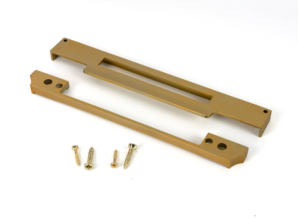 From The Anvil's Satin Brass  ½" Rebate Kit for Euro Din Sash Lock