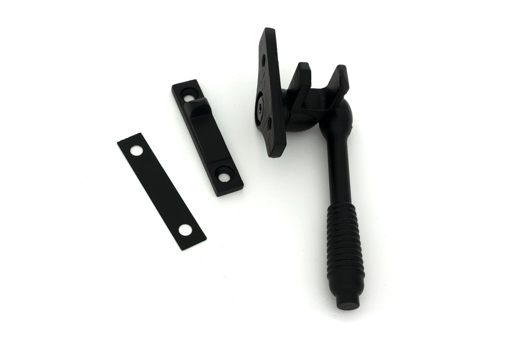 From The Anvil's Matt Black Night-Vent Locking Reeded Fastener (Steel Window)