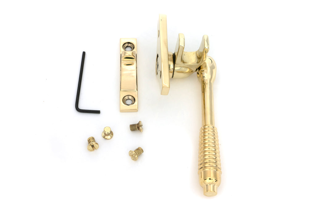 From The Anvil's Polished Brass Night-Vent Locking Reeded Fastener (Steel Window)