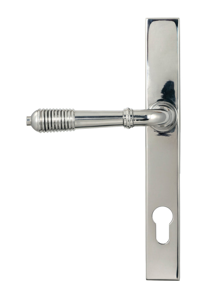 From The Anvil's Polished Marine SS (316) Reeded Slimline Lever Espag. Lock Set