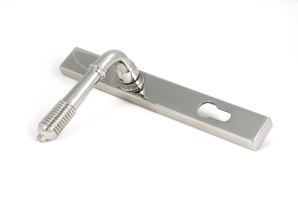 From The Anvil's Polished Marine SS (316) Reeded Slimline Lever Espag. Lock Set