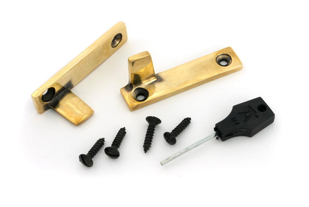 From The Anvil's Aged Brass Night-Vent Locking Brompton Fastener