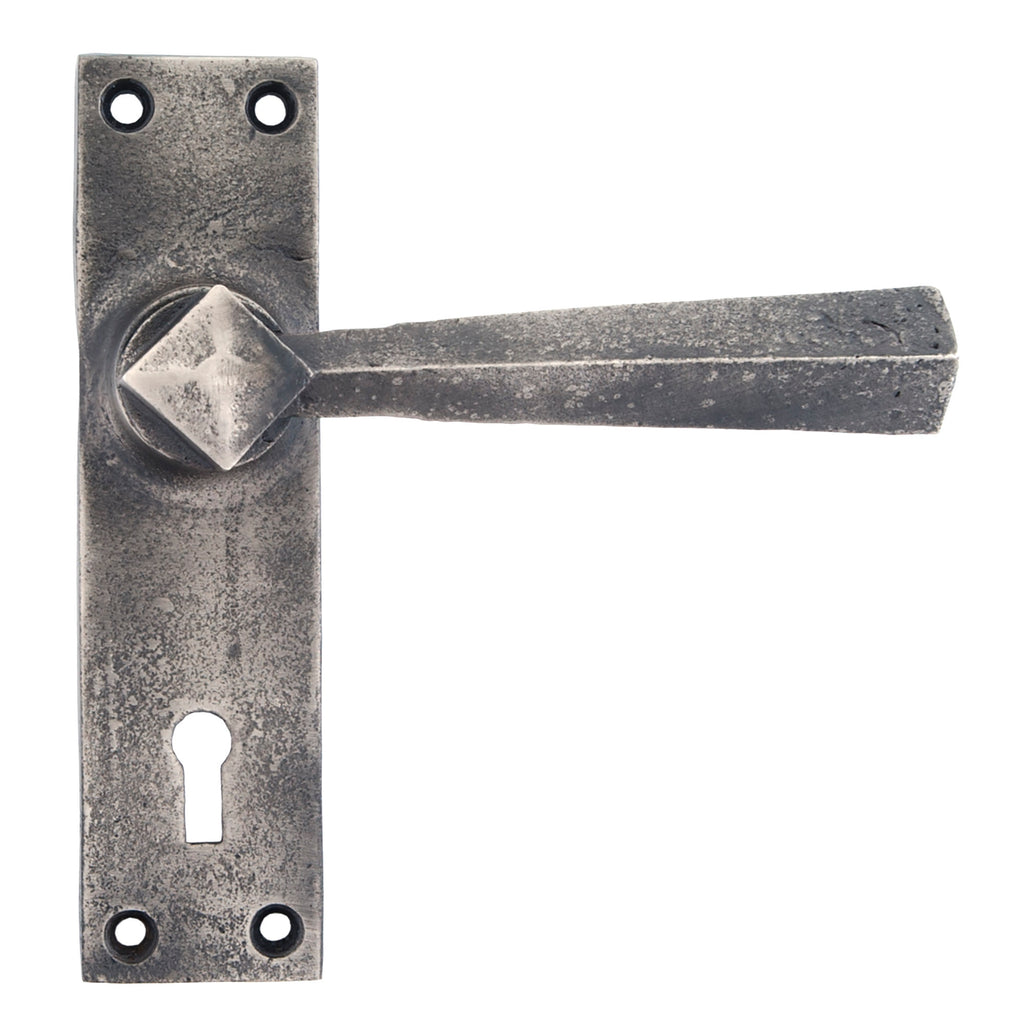 From The Anvil's Antique Pewter Straight Lever Lock Set