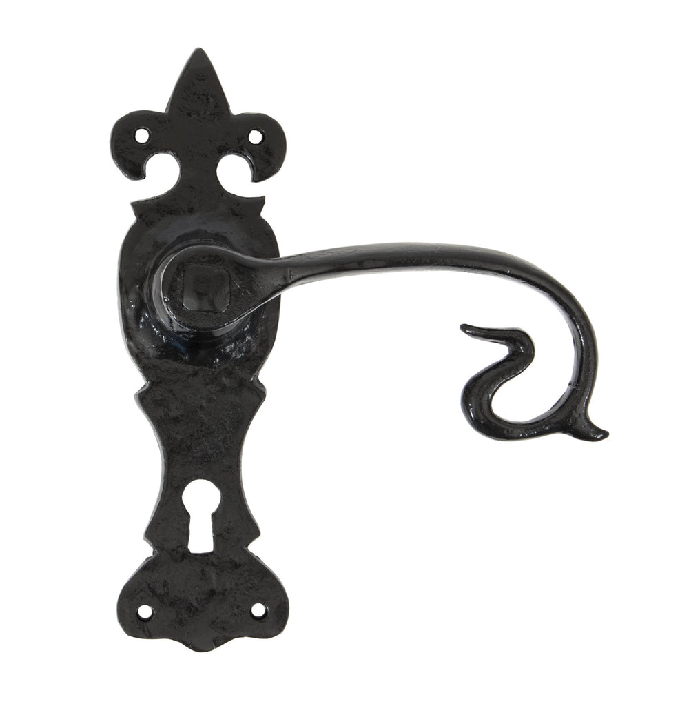 From The Anvil's Black Curly Lever Lock Set