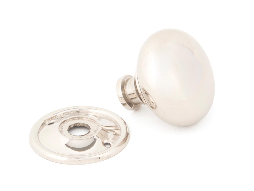 From The Anvil's Polished Nickel Mushroom Mortice/Rim Knob Set