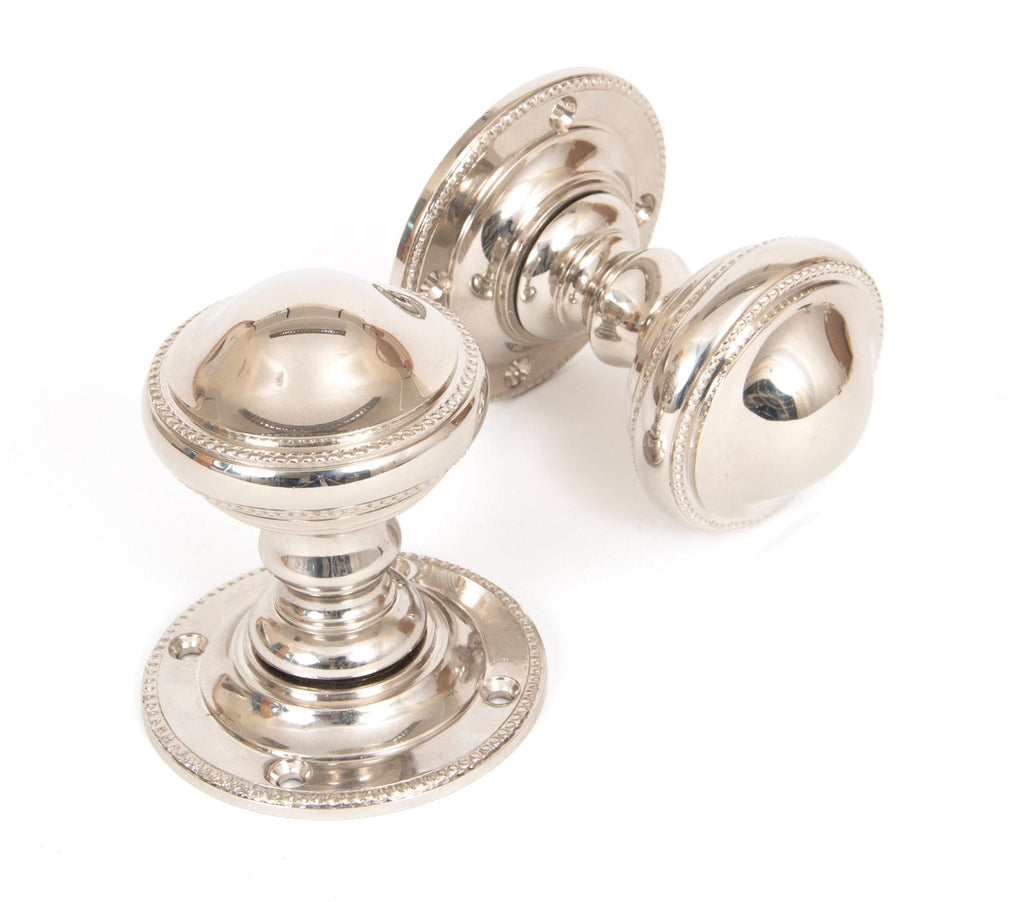 From The Anvil's Polished Nickel Brockworth Mortice Knob Set