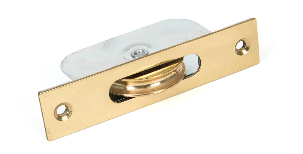 From The Anvil's Lacquered Brass Square Ended Sash Pulley 75kg