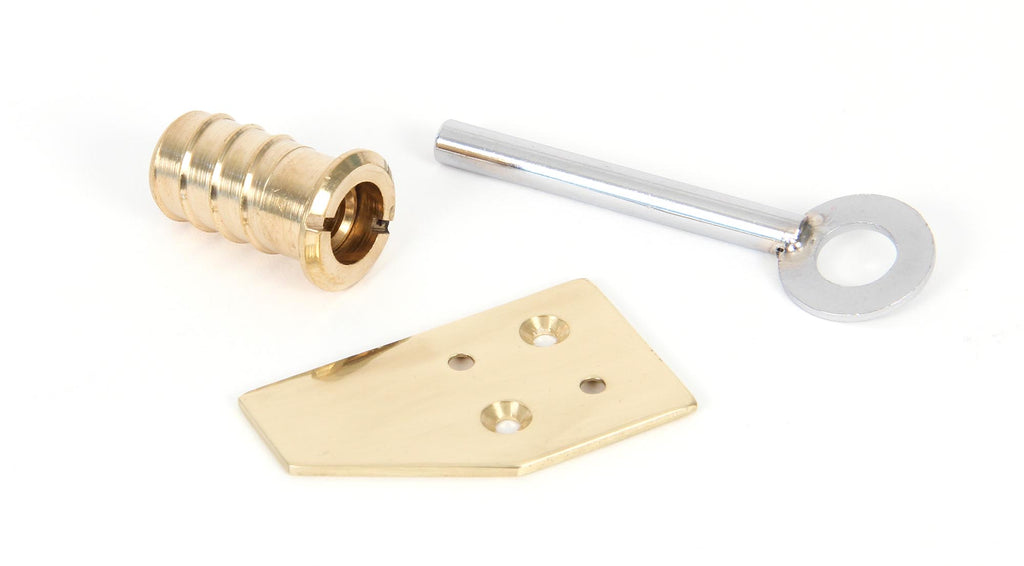 From The Anvil's Polished Brass Key-Flush Sash Stop