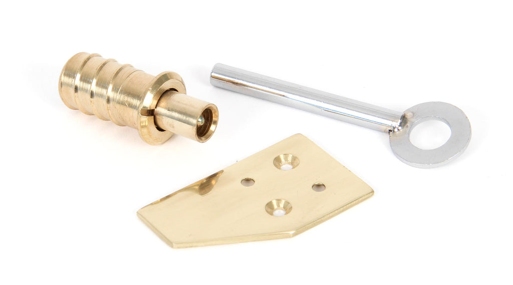 From The Anvil's Polished Brass Key-Flush Sash Stop