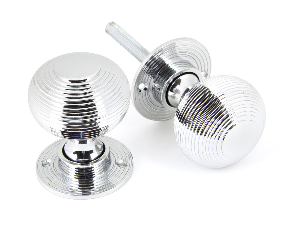 From The Anvil's Polished Chrome Heavy Beehive Mortice/Rim Knob Set