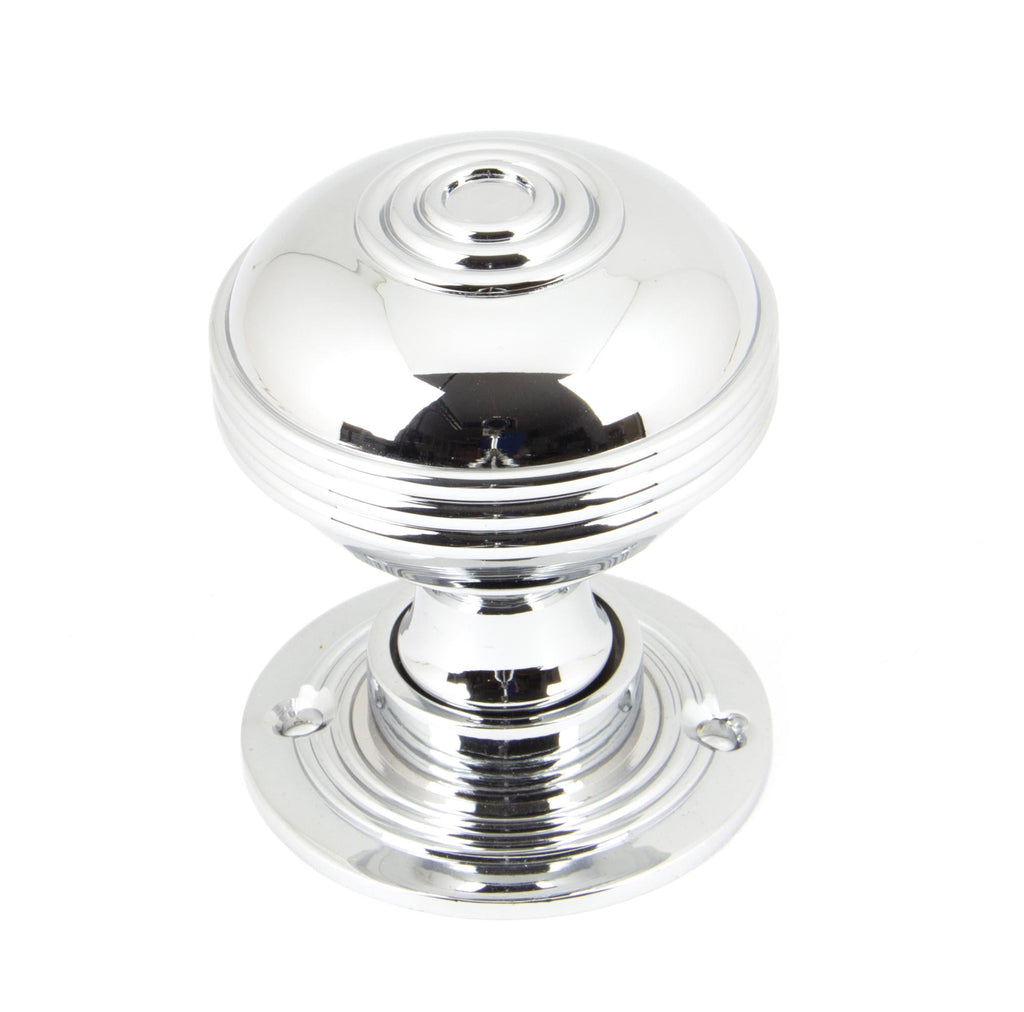 From The Anvil's Polished Chrome Prestbury Mortice/Rim Knob Set