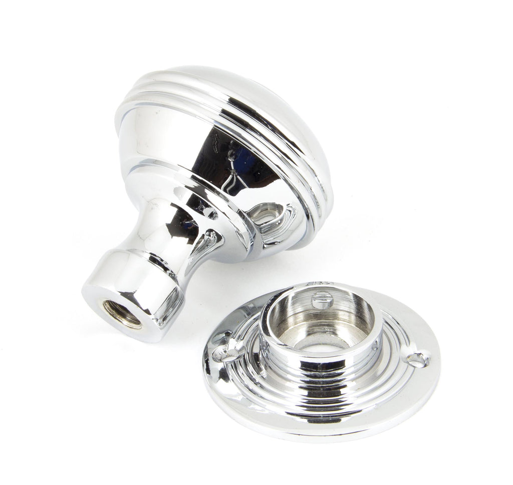 From The Anvil's Polished Chrome Prestbury Mortice/Rim Knob Set