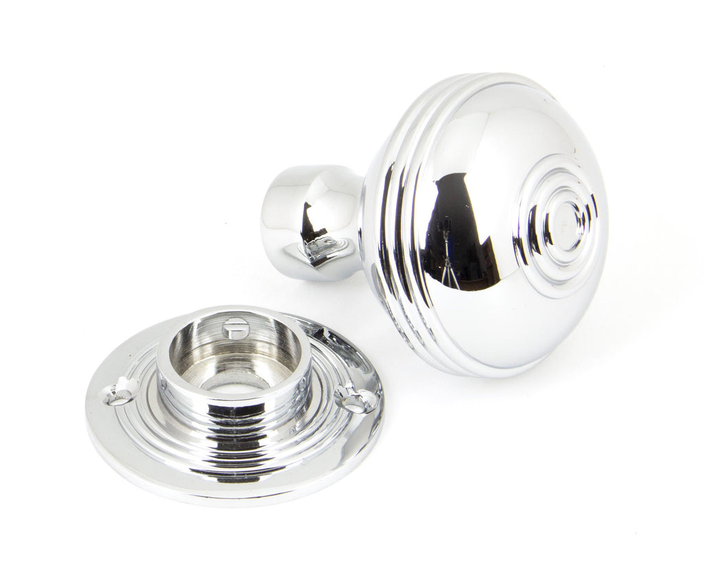 From The Anvil's Polished Chrome Prestbury Mortice/Rim Knob Set