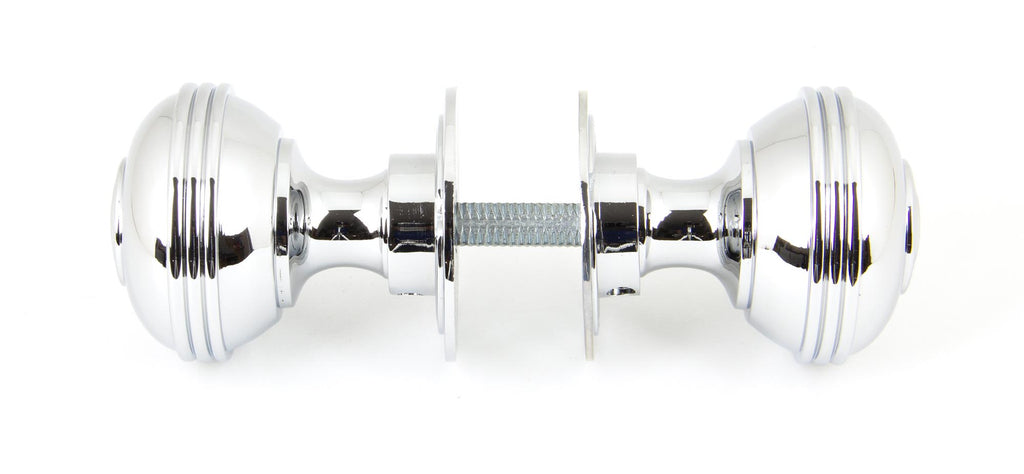 From The Anvil's Polished Chrome Prestbury Mortice/Rim Knob Set