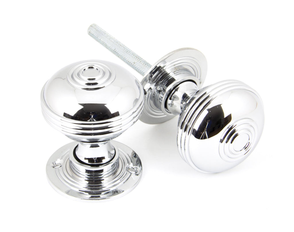 From The Anvil's Polished Chrome Prestbury Mortice/Rim Knob Set