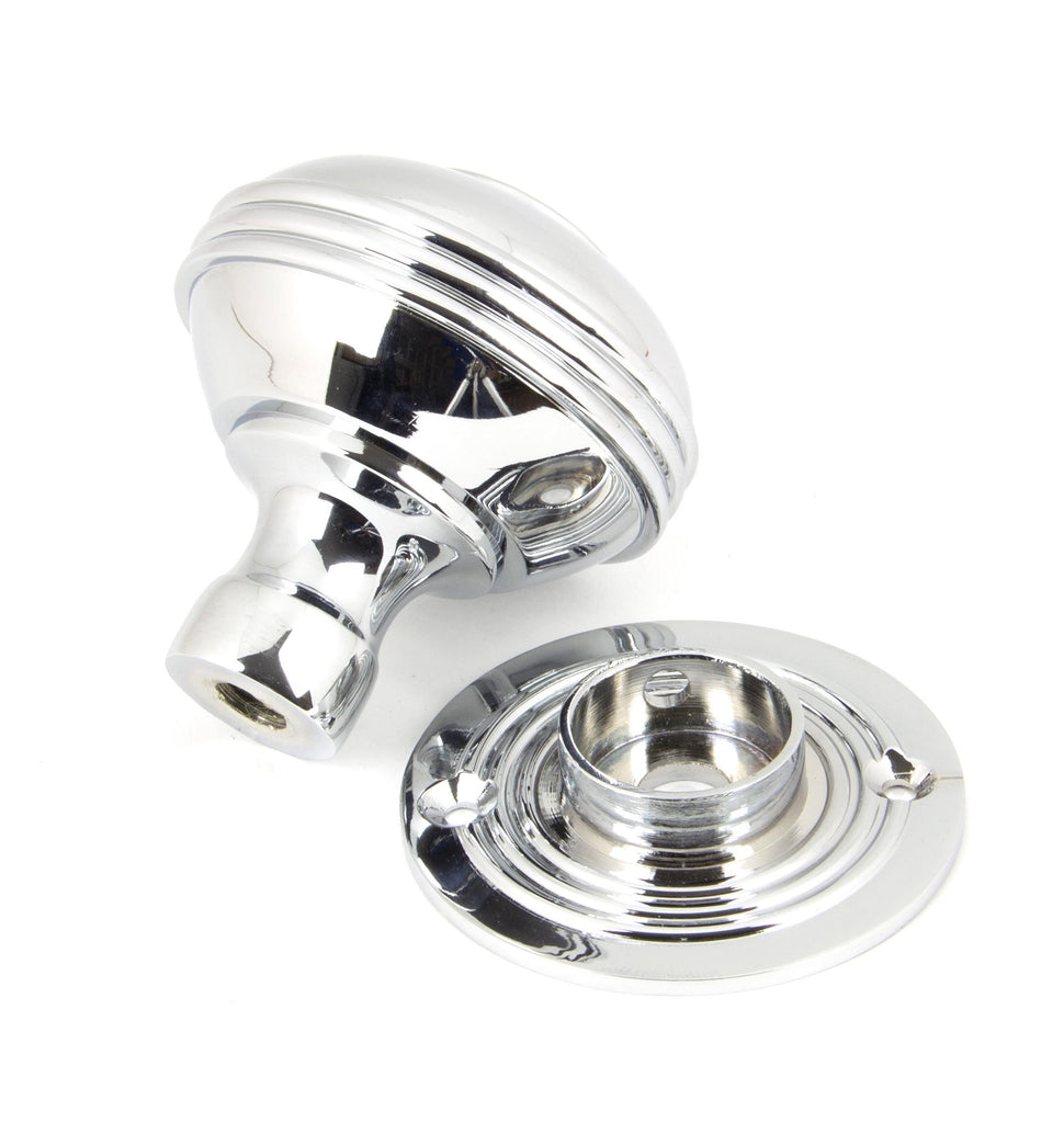 From The Anvil's Polished Chrome Prestbury Mortice/Rim Knob Set