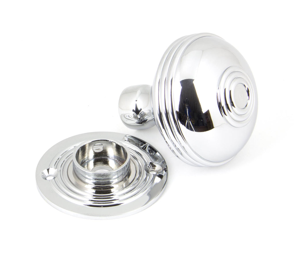 From The Anvil's Polished Chrome Prestbury Mortice/Rim Knob Set