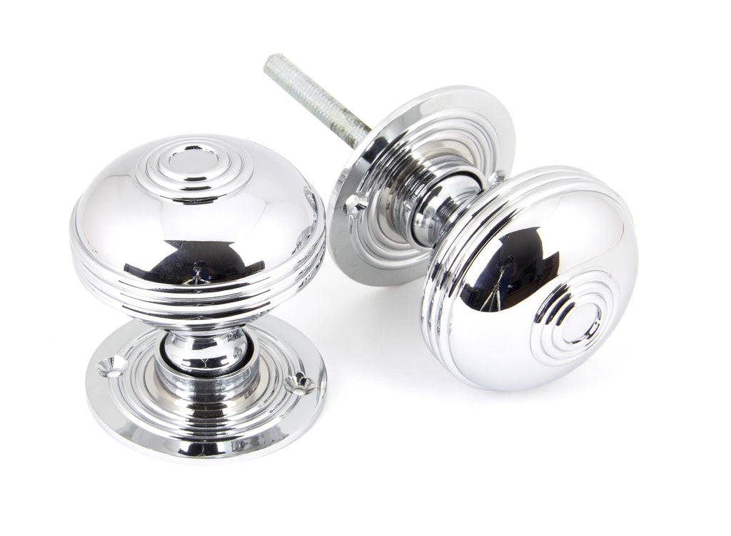 From The Anvil's Polished Chrome Prestbury Mortice/Rim Knob Set