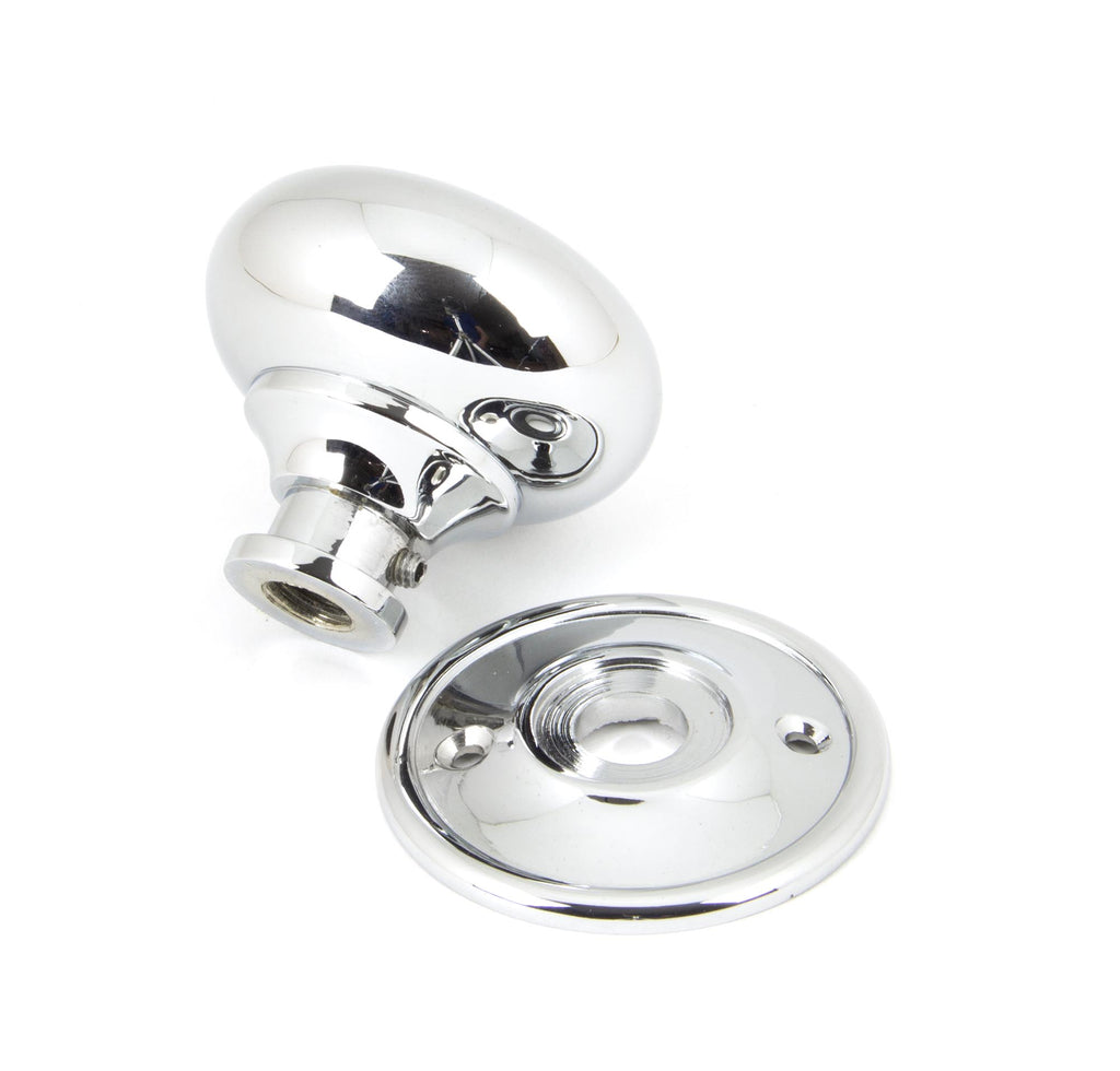 From The Anvil's Polished Chrome Mushroom Mortice/Rim Knob Set