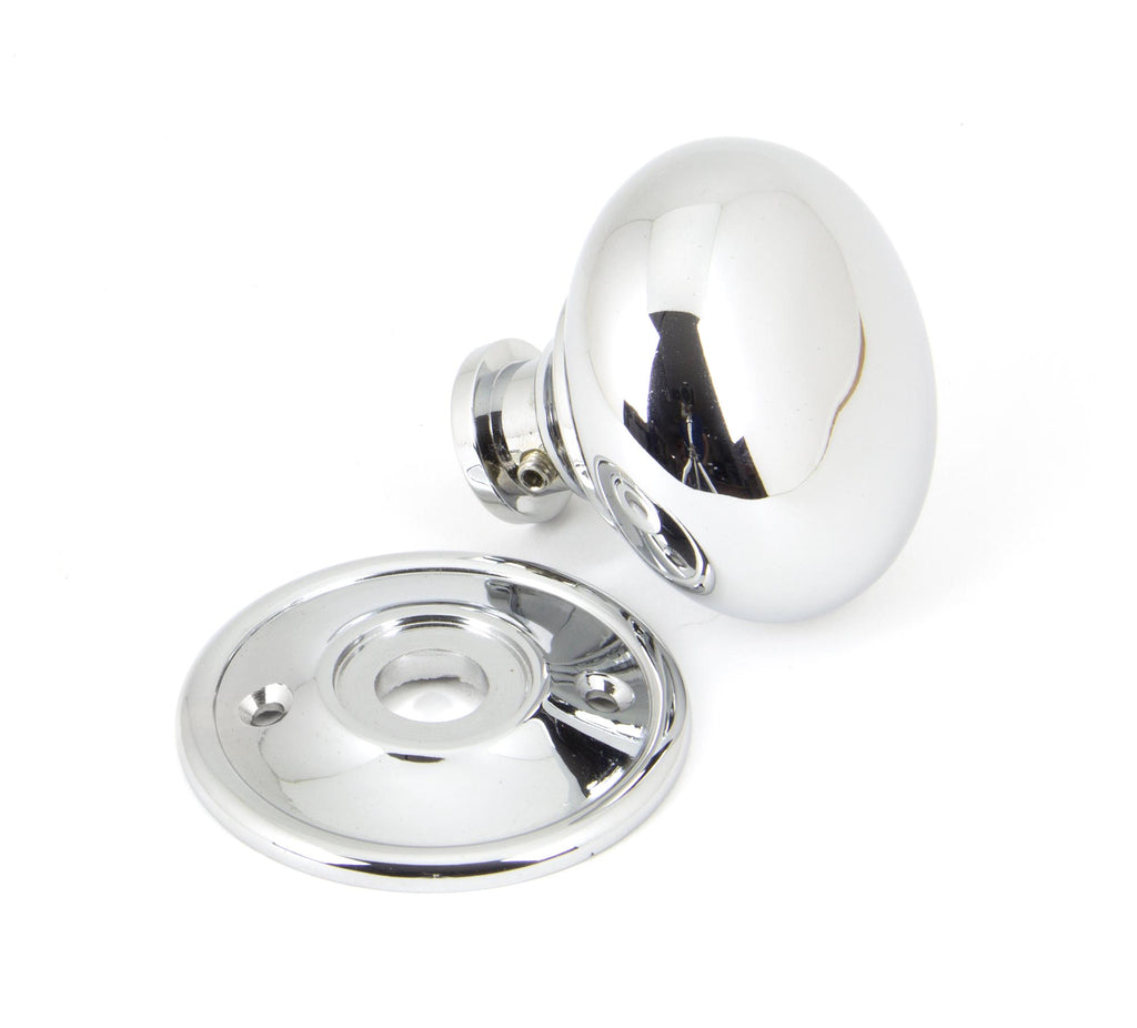 From The Anvil's Polished Chrome Mushroom Mortice/Rim Knob Set