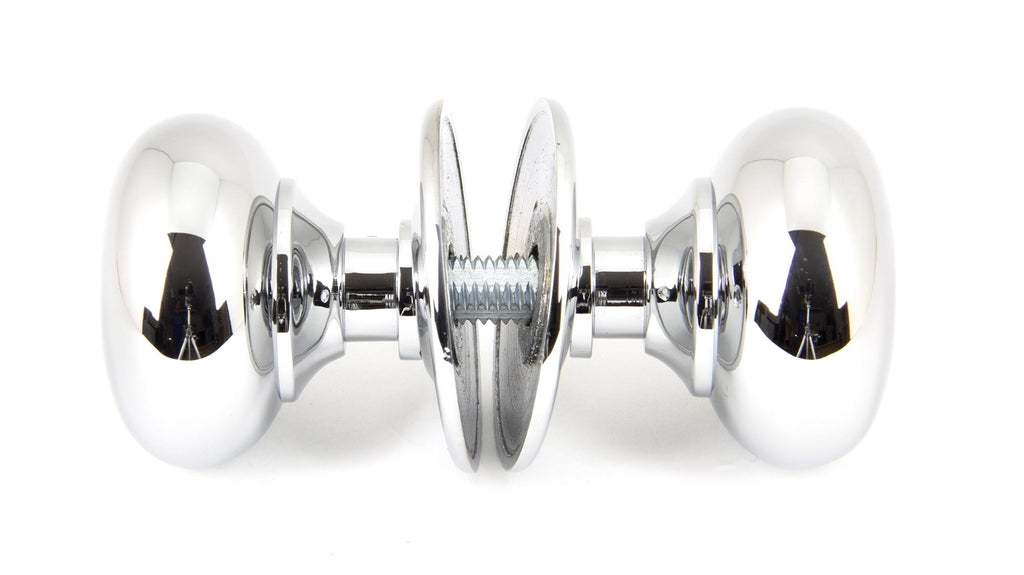 From The Anvil's Polished Chrome Mushroom Mortice/Rim Knob Set