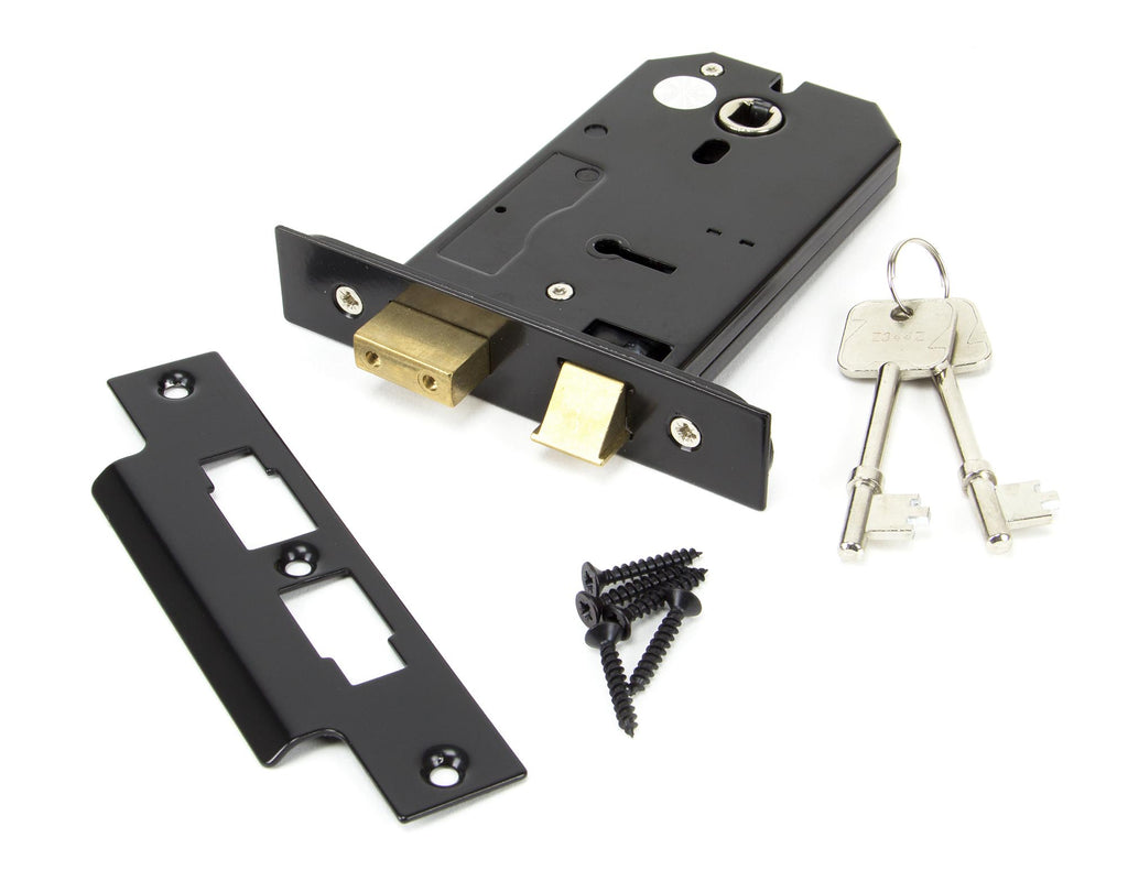 From The Anvil's Black 5" Horizontal 3 Lever Sash Lock