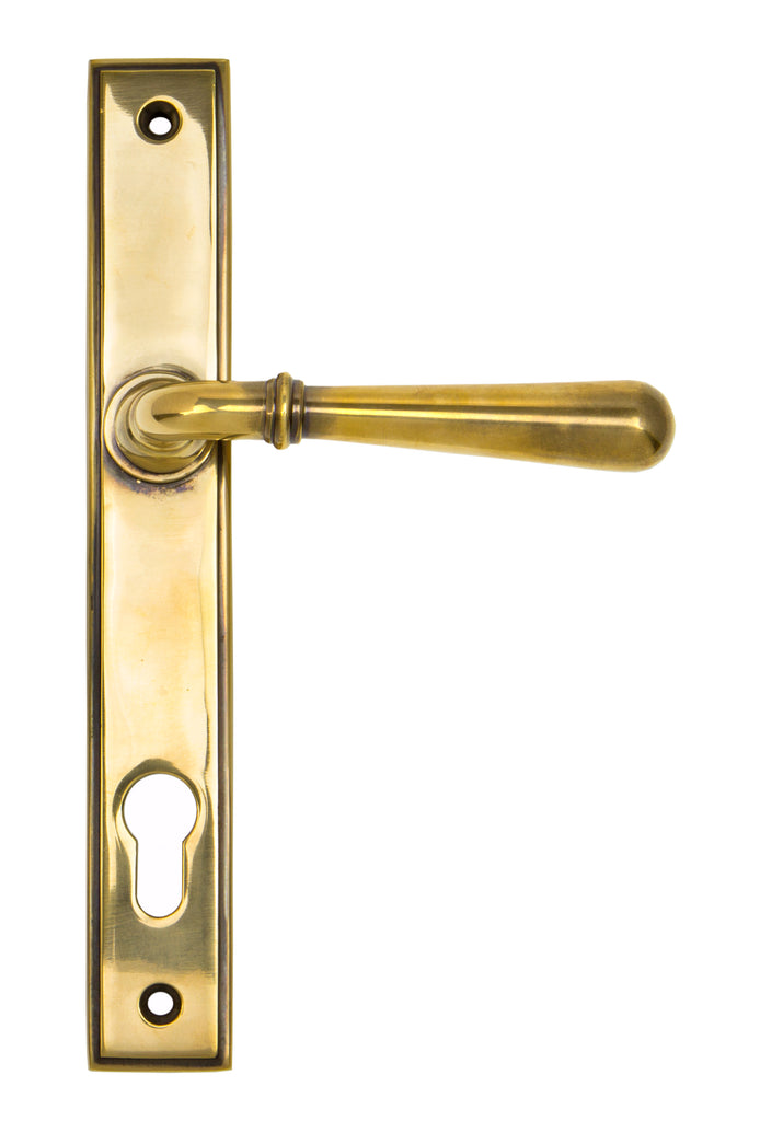 From The Anvil's Aged Brass Newbury Slimline Lever Espag. Lock Set