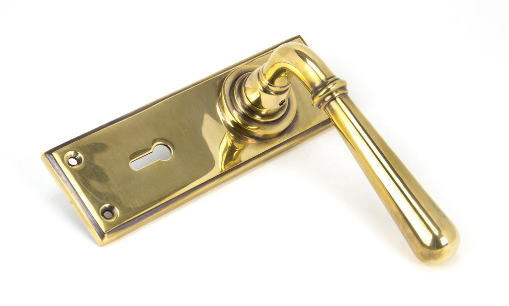 From The Anvil's Aged Brass Newbury Lever Lock Set