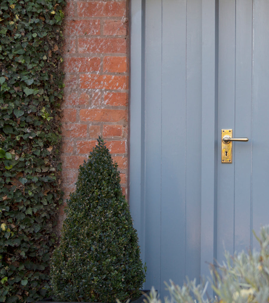 From The Anvil's Aged Brass Newbury Lever Lock Set