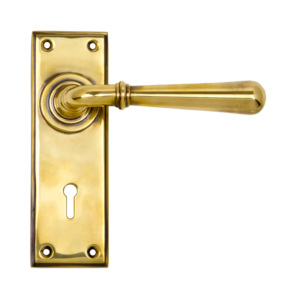 From The Anvil's Aged Brass Newbury Lever Lock Set