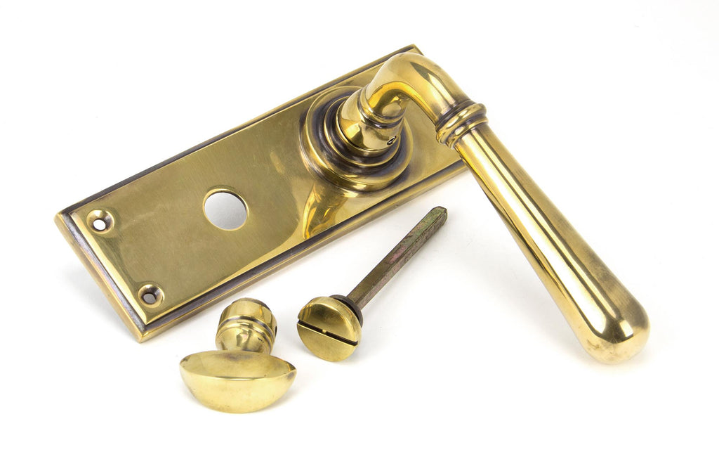 From The Anvil's Aged Brass Newbury Lever Bathroom Set