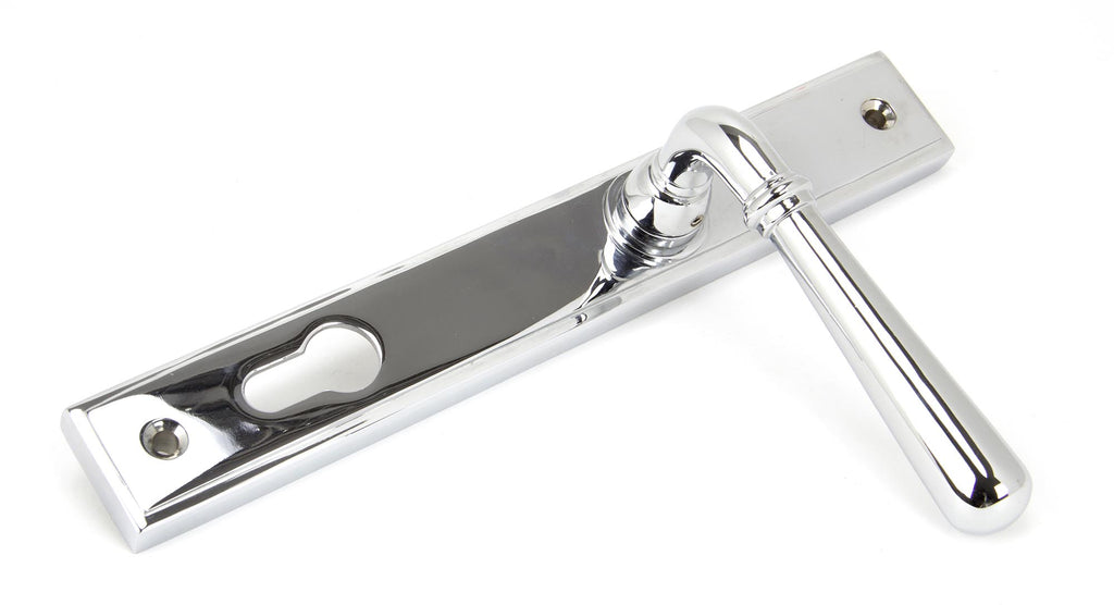 From The Anvil's Polished Chrome Newbury Slimline Lever Espag. Lock Set