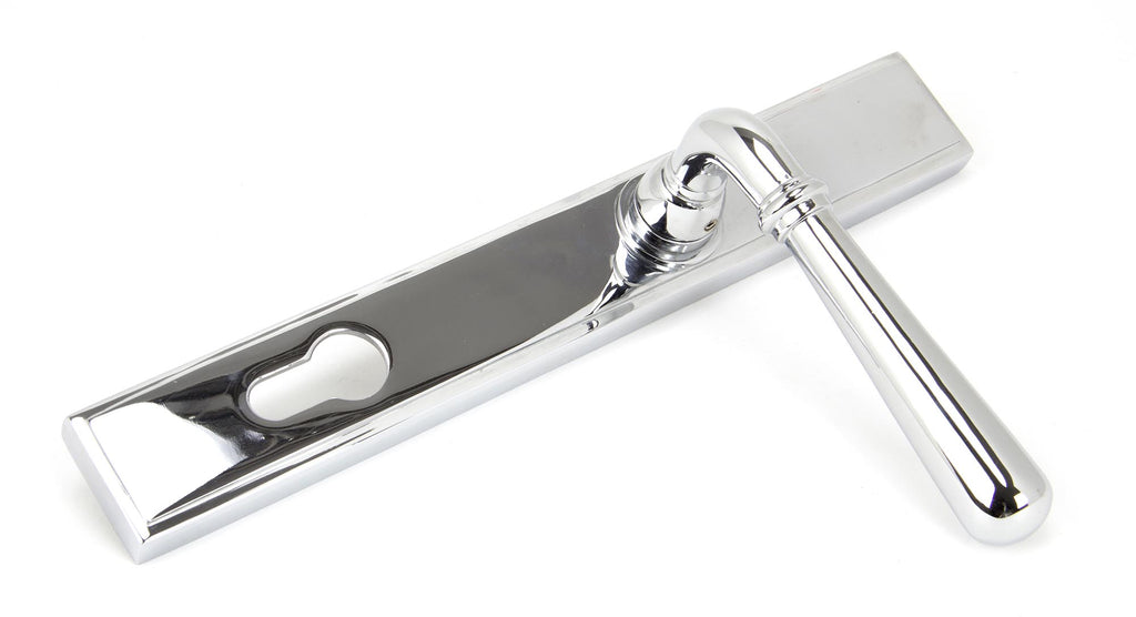 From The Anvil's Polished Chrome Newbury Slimline Lever Espag. Lock Set