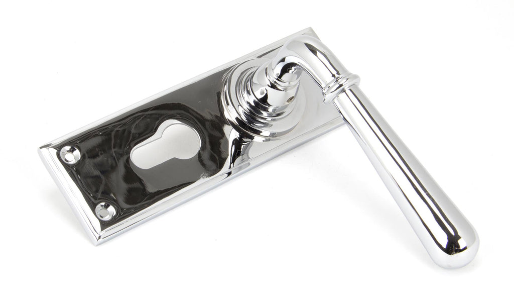 From The Anvil's Polished Chrome Newbury Lever Euro Lock Set