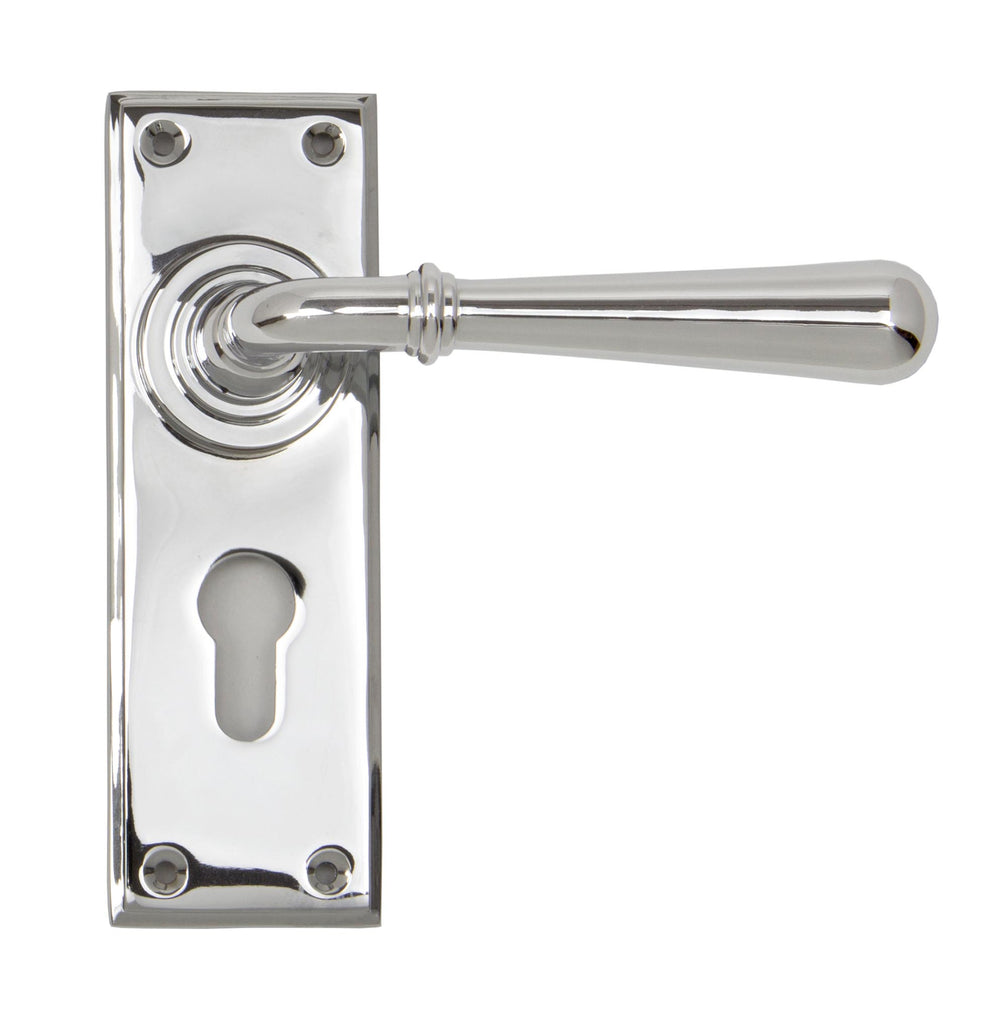 From The Anvil's Polished Chrome Newbury Lever Euro Lock Set