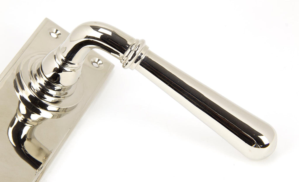 From The Anvil's Polished Nickel Newbury Lever Lock Set