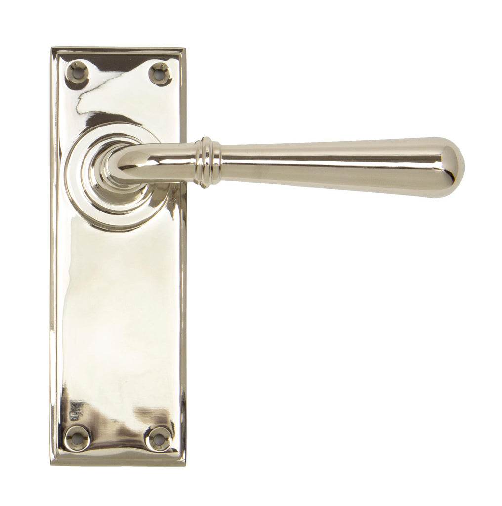 From The Anvil's Polished Nickel Newbury Lever Latch Set