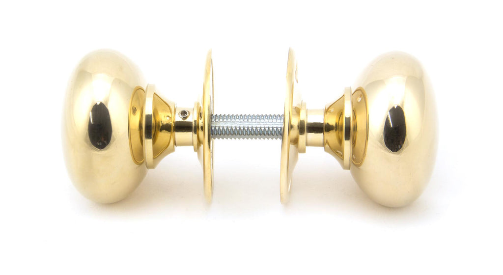 From The Anvil's Polished Brass 57mm Mushroom Mortice/Rim Knob Set