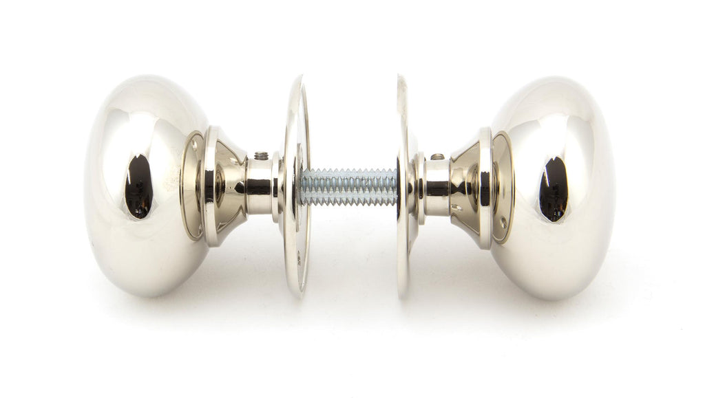 From The Anvil's Polished Nickel 57mm Mushroom Mortice/Rim Knob Set