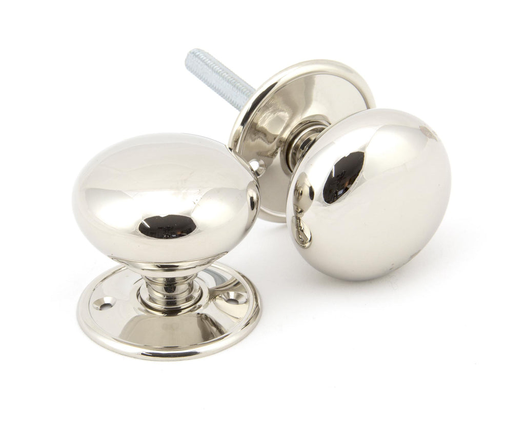 From The Anvil's Polished Nickel 57mm Mushroom Mortice/Rim Knob Set