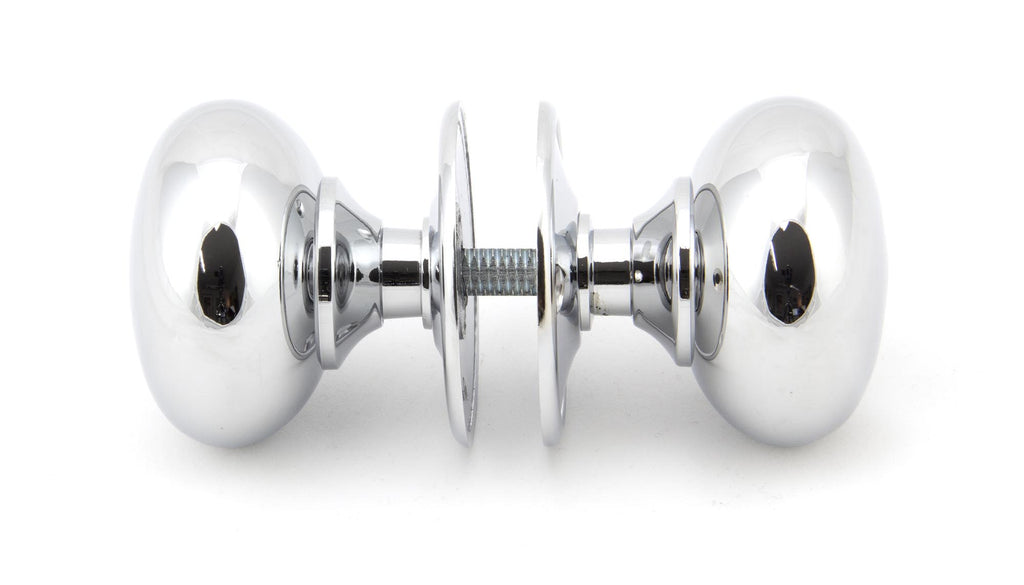 From The Anvil's Polished Chrome 57mm Mushroom Mortice/Rim Knob Set