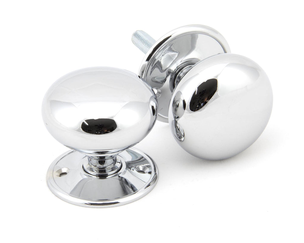 From The Anvil's Polished Chrome 57mm Mushroom Mortice/Rim Knob Set