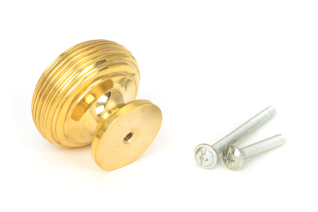 From The Anvil's Polished Brass Beehive Cabinet Knob