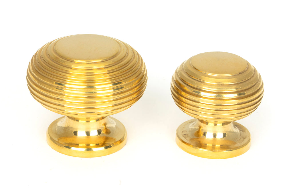 From The Anvil's Polished Brass Beehive Cabinet Knob