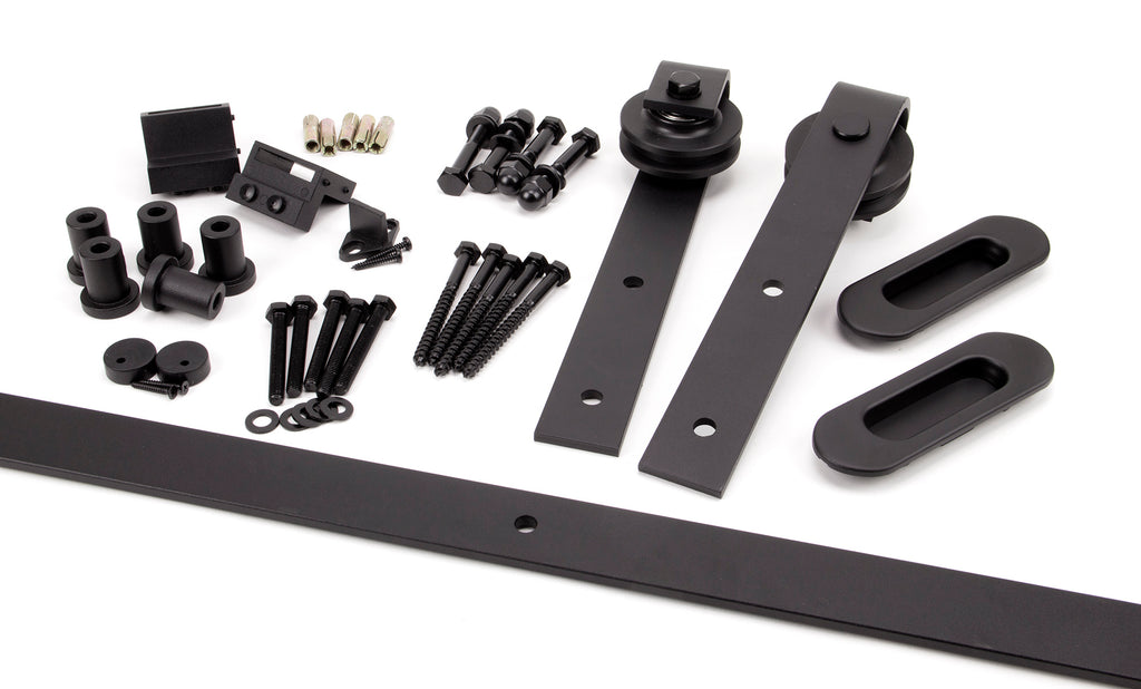 From The Anvil's Black 100kg Sliding Door Hardware Kit