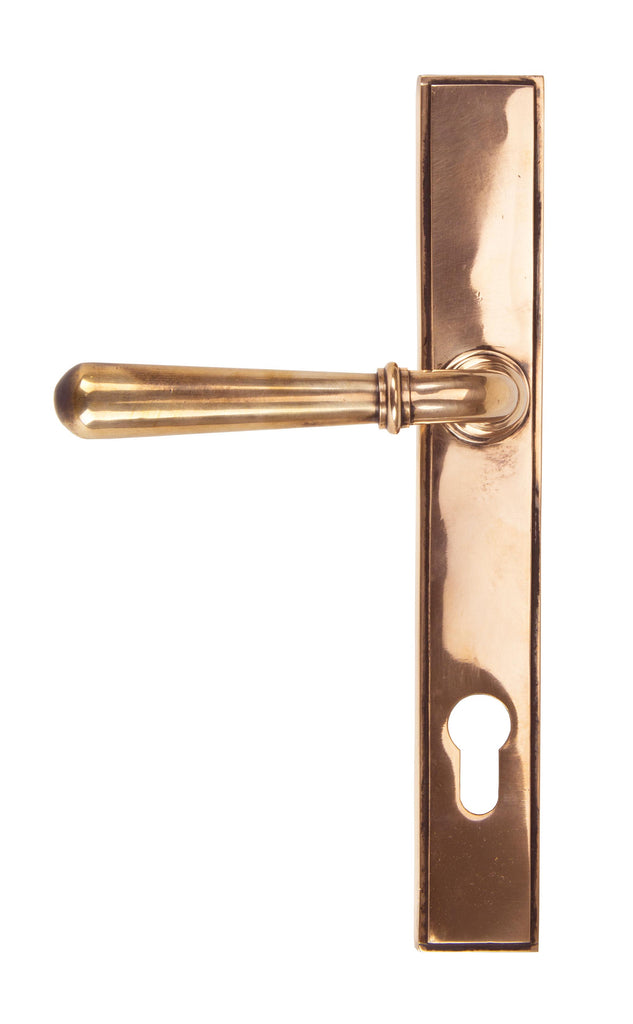 From The Anvil's Polished Bronze Newbury Slimline Lever Espag. Lock Set