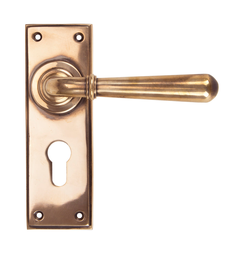 From The Anvil's Polished Bronze Newbury Lever Euro Lock Set