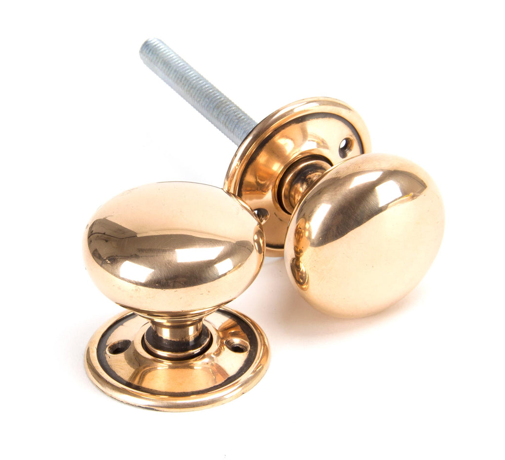 From The Anvil's Polished Bronze Mushroom Mortice/Rim Knob Set