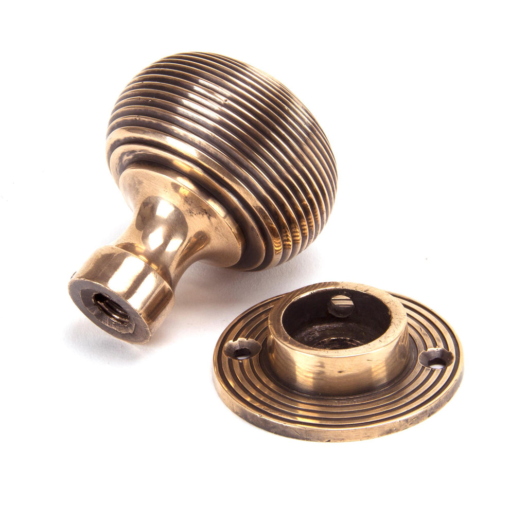 From The Anvil's Polished Bronze Heavy Beehive Mortice/Rim Knob Set